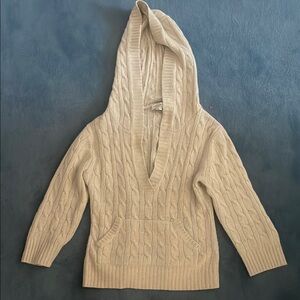 Adam Lippes Y2K Cozy Cream Cable Knit Hooded Sweater S